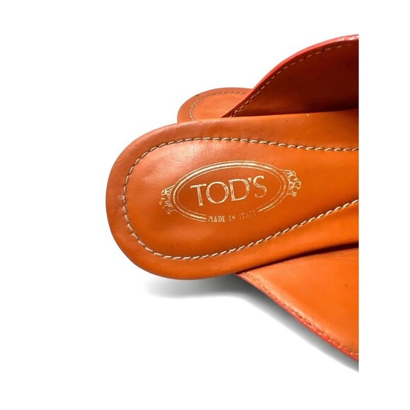 TOD'S Orange Leather Slip-on Driving Thong  Sandals size 9 - Picture 6 of 10
